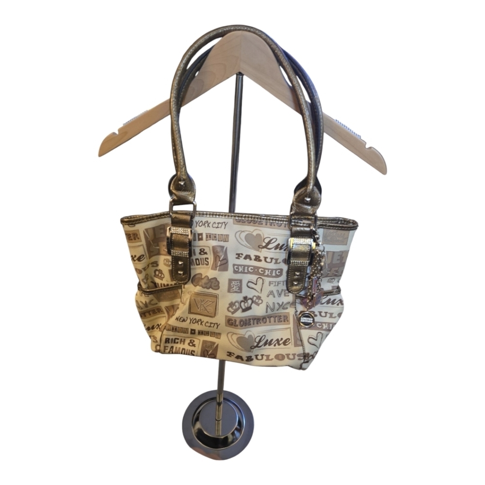 Kathy Van Zeeland Shoulder Bag Purse With Gold And Diamond Accent